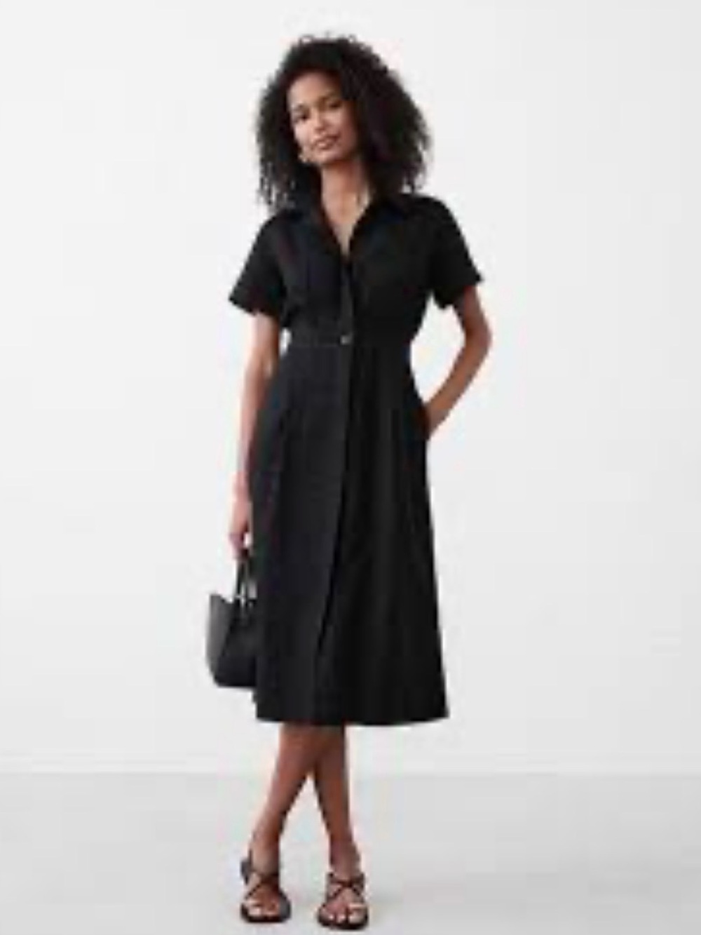 BANANA REPUBLIC FACTORY LINEN-BLEND MIDI SHIRTDRESS SZ S GENTLY USED
